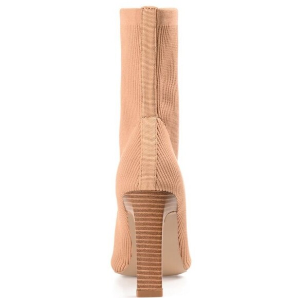 JOURNEE COLLECTION Tan Elissa Pull-On Slim Stack Heel Sock Boots - Picture 6 of 12